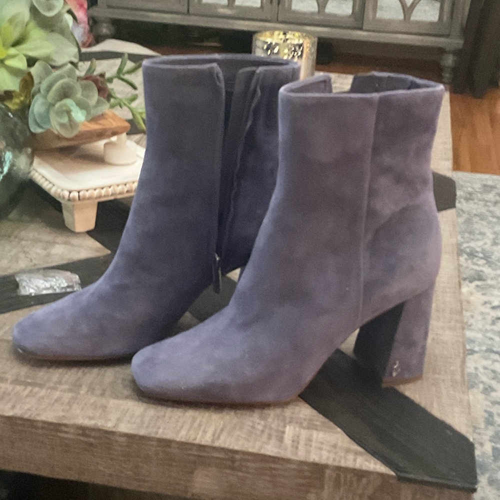 Sam Edelman Purple/ Blue Suede Block Heel Ankle Boots
